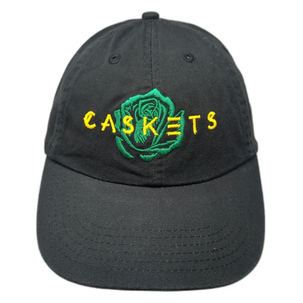 Black Baseball Cap One Size Caskets Green Rose Yellow Embroidered Cotton Hat